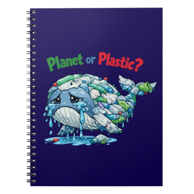 Planet or Plastic? Save the Ocean Whale. Notebook (Front)