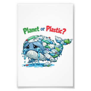 Planet or Plastic? Save the Ocean Whale. Photo Print