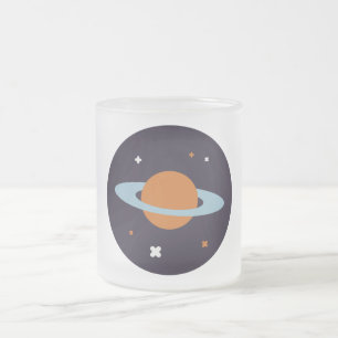 Planet orbit universe star galaxy frosted glass coffee mug