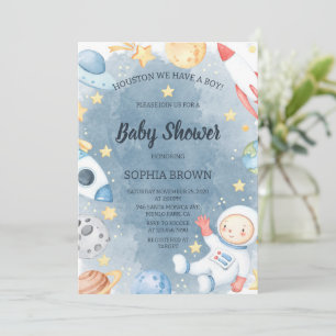 Planet Outer Space Baby Shower Invitation Boy