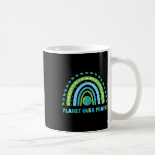 Planet Over Profit Earth Day Environmental Rainbow Coffee Mug