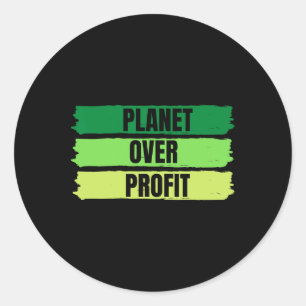 Planet Over Profit Earth Day Vintage  Classic Round Sticker