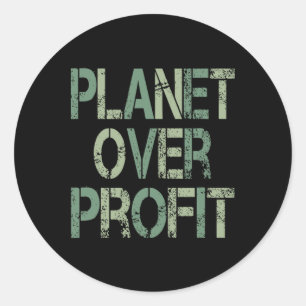 Planet Over Profit Earth Day Vintage Classic Round Sticker