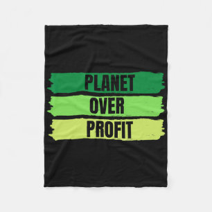 Planet Over Profit Earth Day Vintage  Fleece Blanket