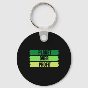 Planet Over Profit Earth Day Vintage Key Ring