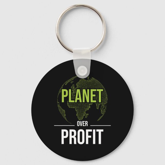 Planet Over Profit - Environmental Protection Eart Key Ring (Front)