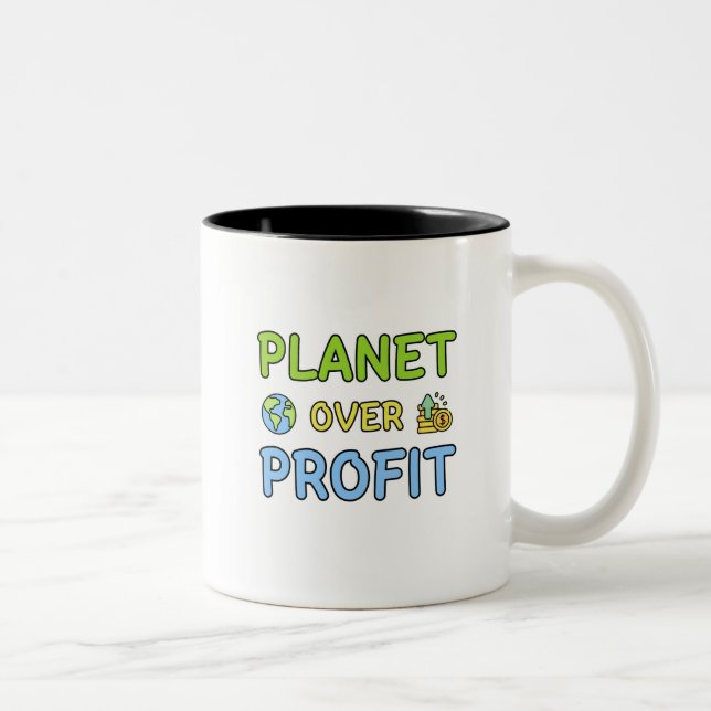 Planet over Profit - Sustainability Two-Tone Coffe Coffee Mug (Right)