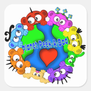 PlANET PEEK-A-BOO "Logo Design" Square Sticker