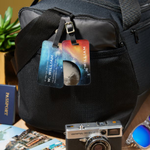 Planet Pluto Solar System Space  Galaxy Blue Luggage Tag