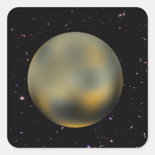 Planet Pluto Starry Sky Square Stickers