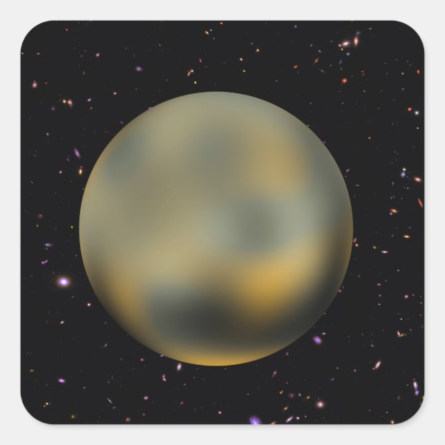Planet Pluto Starry Sky Square Stickers (Front)