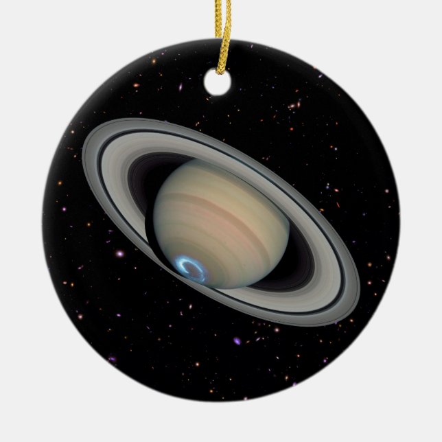 Planet Saturn Starry Sky Ceramic Tree Decoration (Front)
