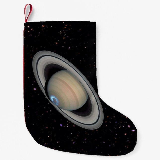Planet Saturn Starry Sky Small Christmas Stocking (Front)