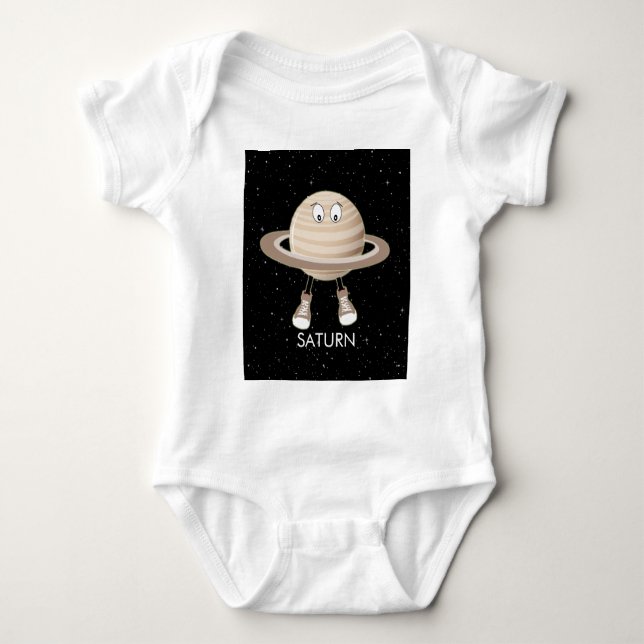 Planet Saturn & Stars Baby Bodysuit (Front)