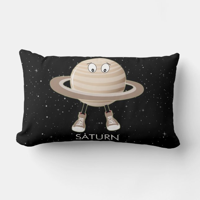 Planet Saturn & Stars Lumbar Cushion (Front)