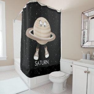Planet Saturn & Stars Shower Curtain