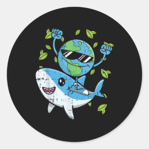 Planet Shark Earth Day Environmental Animal Conser Classic Round Sticker