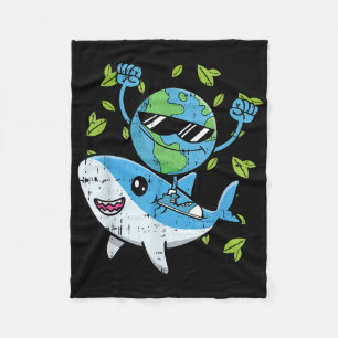 Planet Shark Earth Day Environmental Animal Conser Fleece Blanket