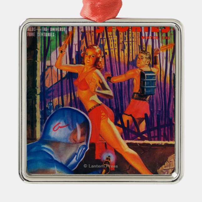 Planet Stories Magazine Cover 3 Metal Tree Decoration (Front)