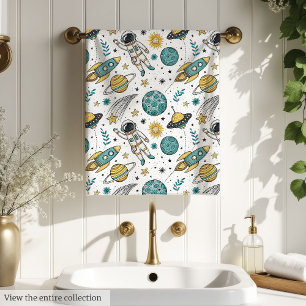 Planet Theme Bath Towel Soft Pastel Colours for Bo