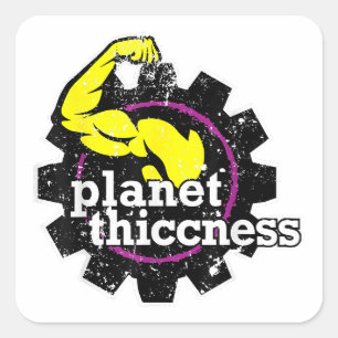 Planet Thiccness Gym Thickness Funny Joke Workout  Square Sticker