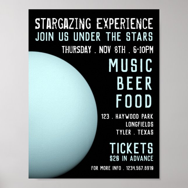 Planet Uranus, Planetarium Event Advertising Poster (Front)