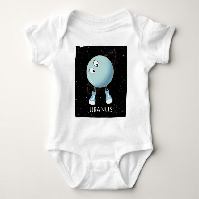 Planet Uranus & Stars Baby Bodysuit (Front)