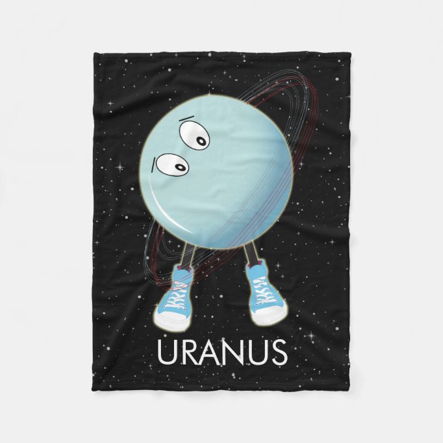 Planet Uranus & Stars Fleece Blanket (Front)