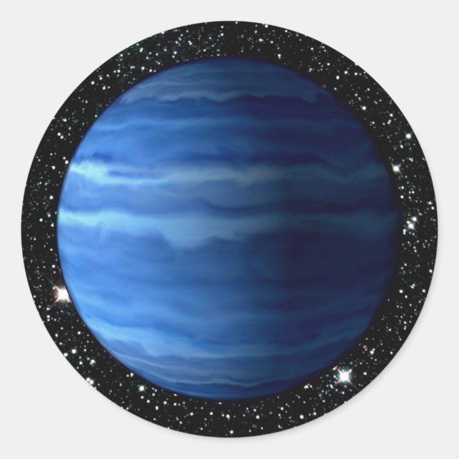 PLANET URANUS v.2 star background (solar system) ~ Classic Round Sticker (Front)