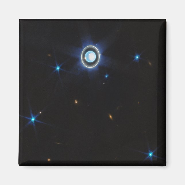 Planet Uranus with Rings and Moons JWST Image Magnet (Front)