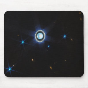 Planet Uranus with Rings and Moons JWST Image Mouse Mat