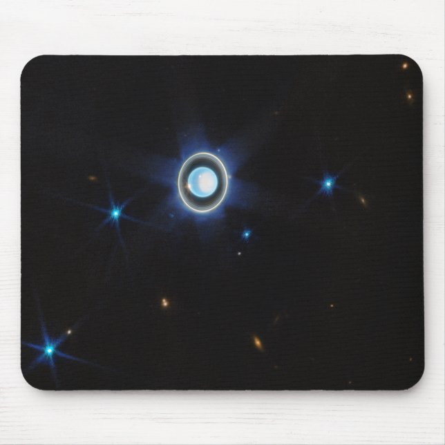 Planet Uranus with Rings and Moons JWST Image Mouse Mat (Front)