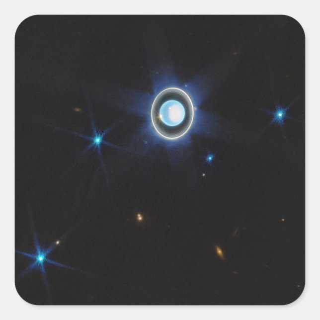 Planet Uranus with Rings and Moons JWST Image Square Sticker (Front)