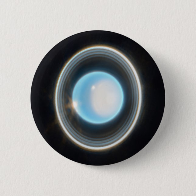 Planet Uranus with Rings JWST Image 6 Cm Round Badge (Front)