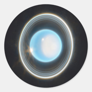 Planet Uranus with Rings JWST Image Classic Round Sticker