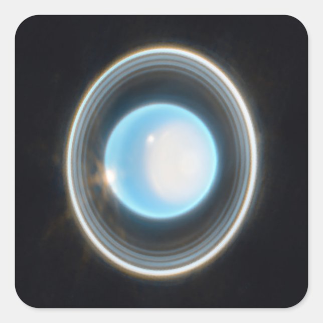 Planet Uranus with Rings JWST Image Square Sticker (Front)