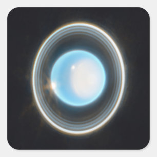 Planet Uranus with Rings JWST Image Square Sticker