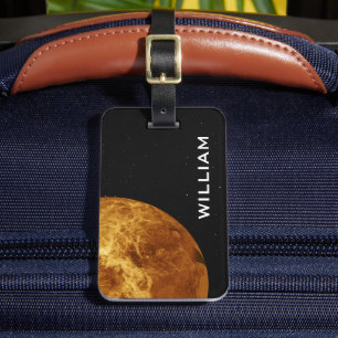 Planet Venus Solar System Black Space with Stars Luggage Tag