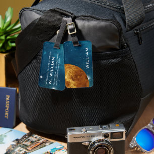 Planet Venus Solar System Space Galaxy Blue Luggage Tag