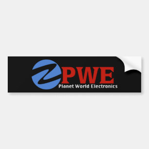 Planet World Electronics Black Bumper Sticker