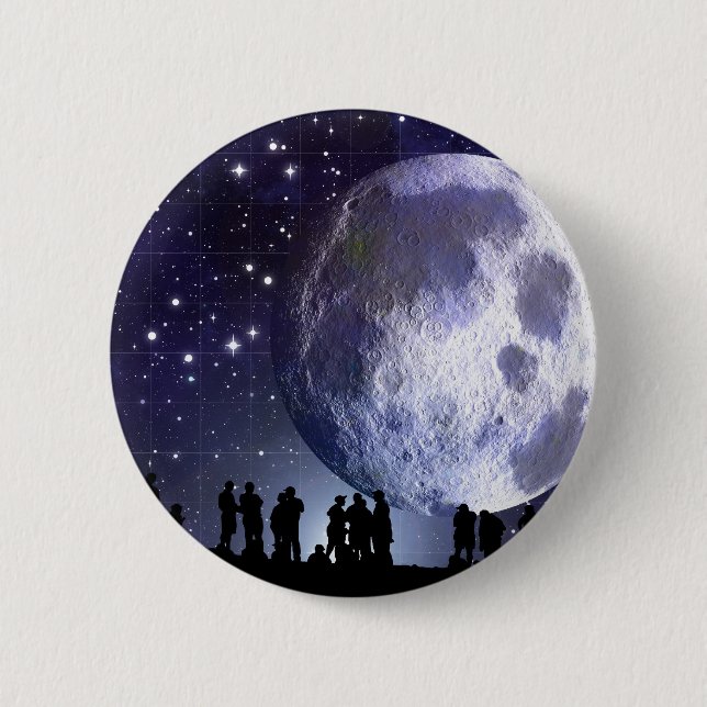Planetarium Silhouettes Moon Stars Astronomy 6 Cm Round Badge (Front)