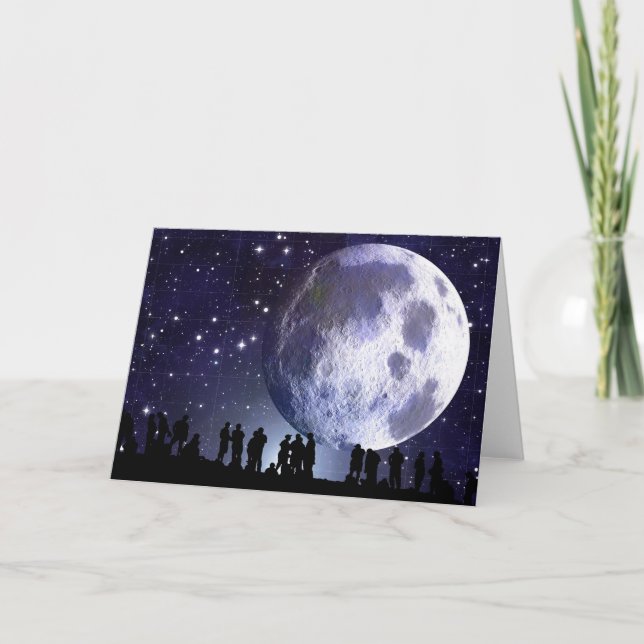 Planetarium Silhouettes Moon Stars Astronomy Card (Front)