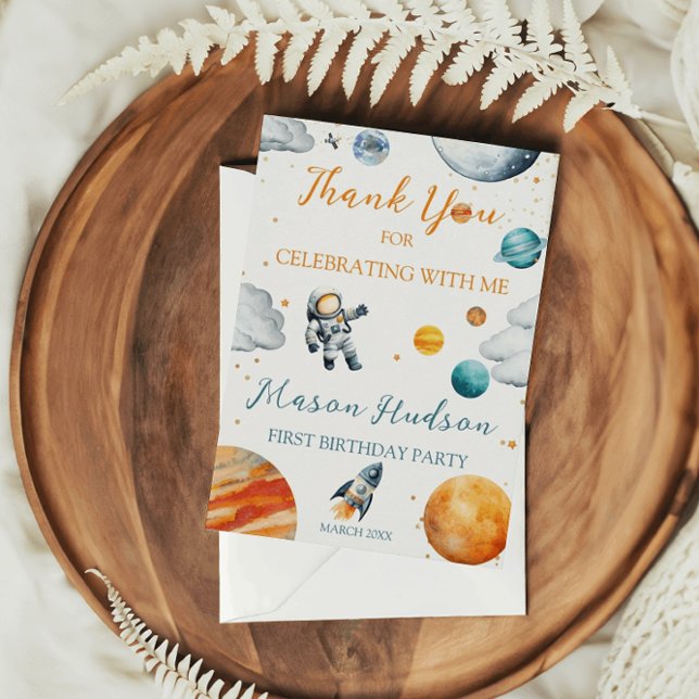 Planetary Celebration Boy Birthday  Thank You Card (Creator Uploaded)
