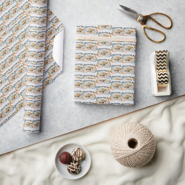 Planetary Coffee Break Retro Space Pattern Wrapping Paper (Crafts)