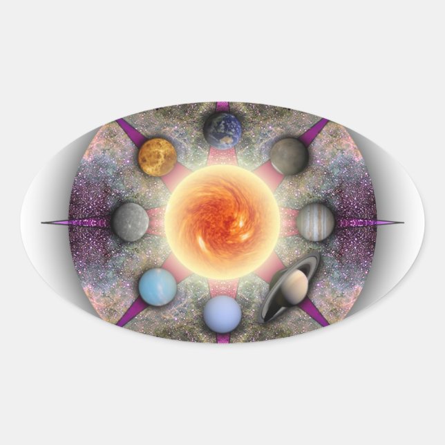 Planetary Mandala Oval Sticker (Front)