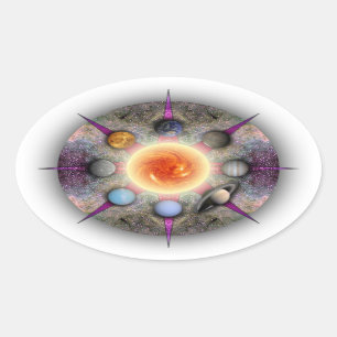 Planetary Mandala Oval Sticker
