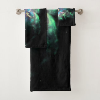 Planetary Nebula Mint Green Periwinkle Bath Towel Set