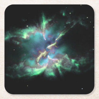 Planetary Nebula Mint Green Periwinkle Serving Tra Square Paper Coaster