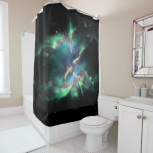Planetary Nebula Mint Green Periwinkle Shower Curtain