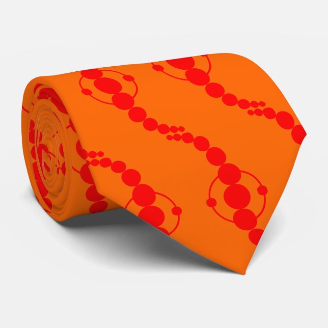 Planetary Procession - Red on Orange Tie (Rolled)